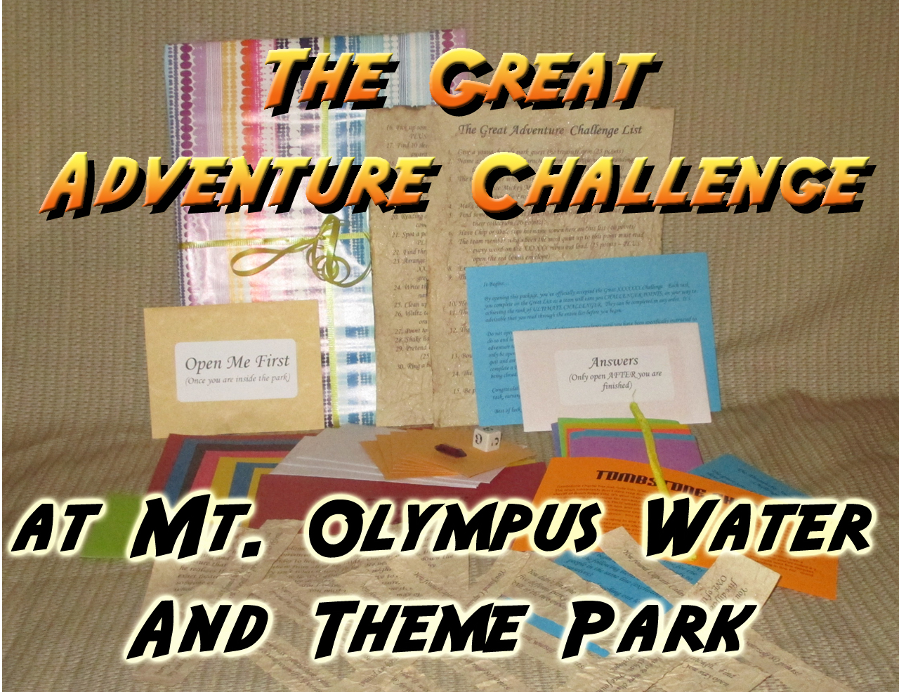 mt olympus theme park scavenger hunt