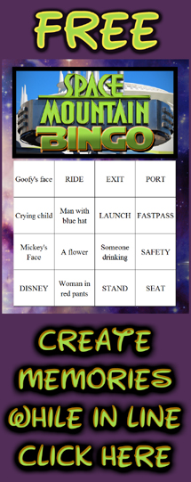 space mountain bingo